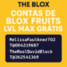Banner promocional com fundo amarelo mostrando contas de Blox Fruits nível máximo grátis.
